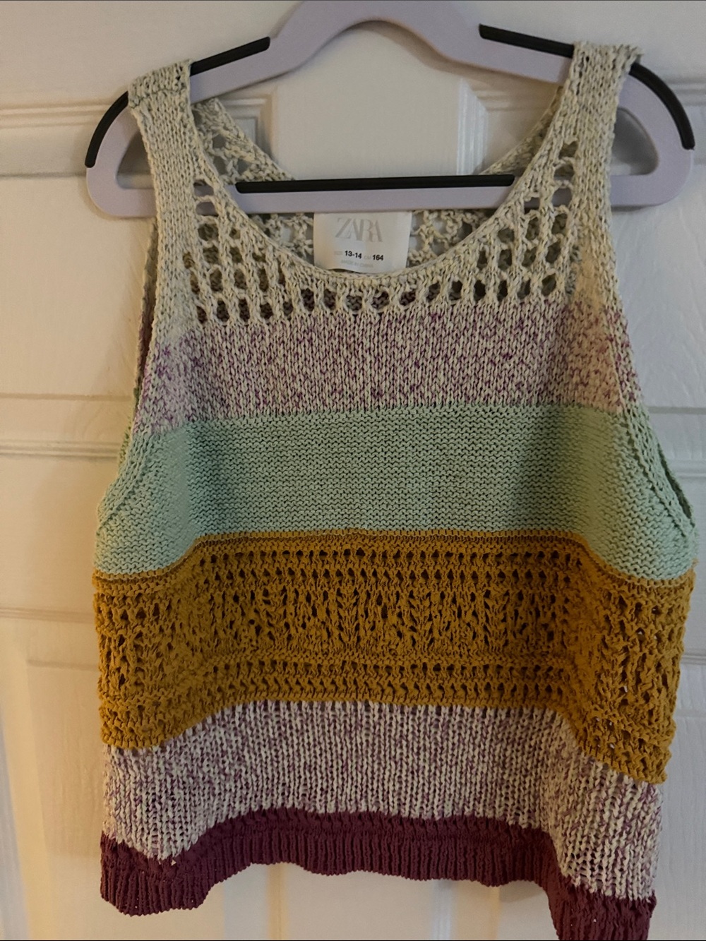 Zara Striped Crochet Tank Top - Mint, Mustard, Plum